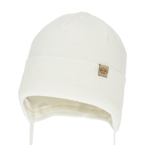 Berretto autunno/primavera bambina, crema, con lacci, Froya