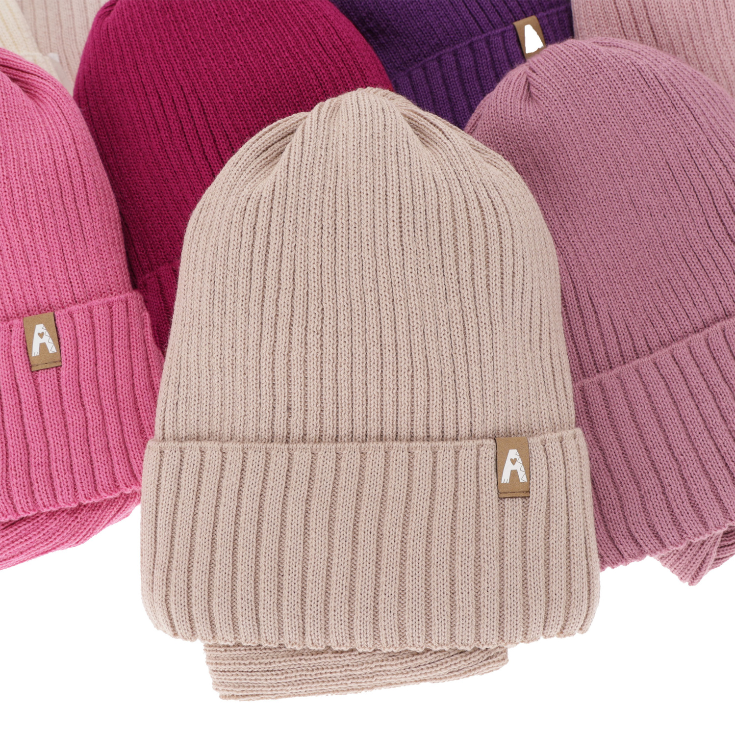 Set invernale bambina: berretto e scaldacollo, viola, 100% Lana Merino, foderato in pile, Peggy