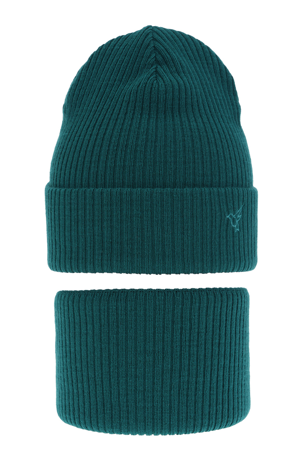 Set invernale bambina: berretto e scaldacollo, verde smeraldo, Rosetta