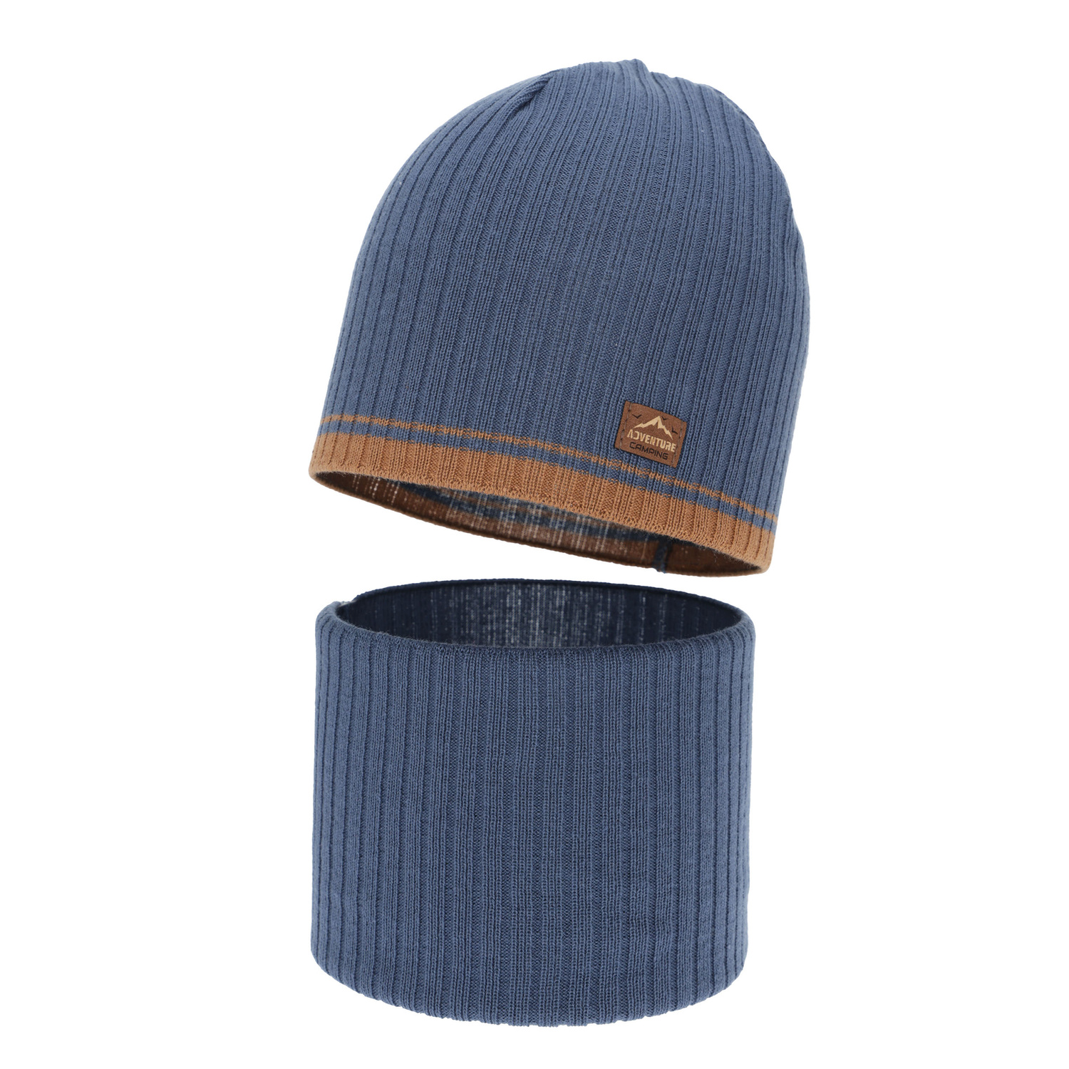 Set autunno/primavera bambino: berretto e scaldacollo, blu, con cotone, Eirik