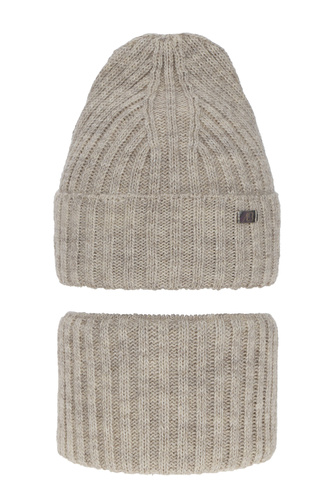 Set invernale bambina: berretto e scaldacollo, beige, Valentine