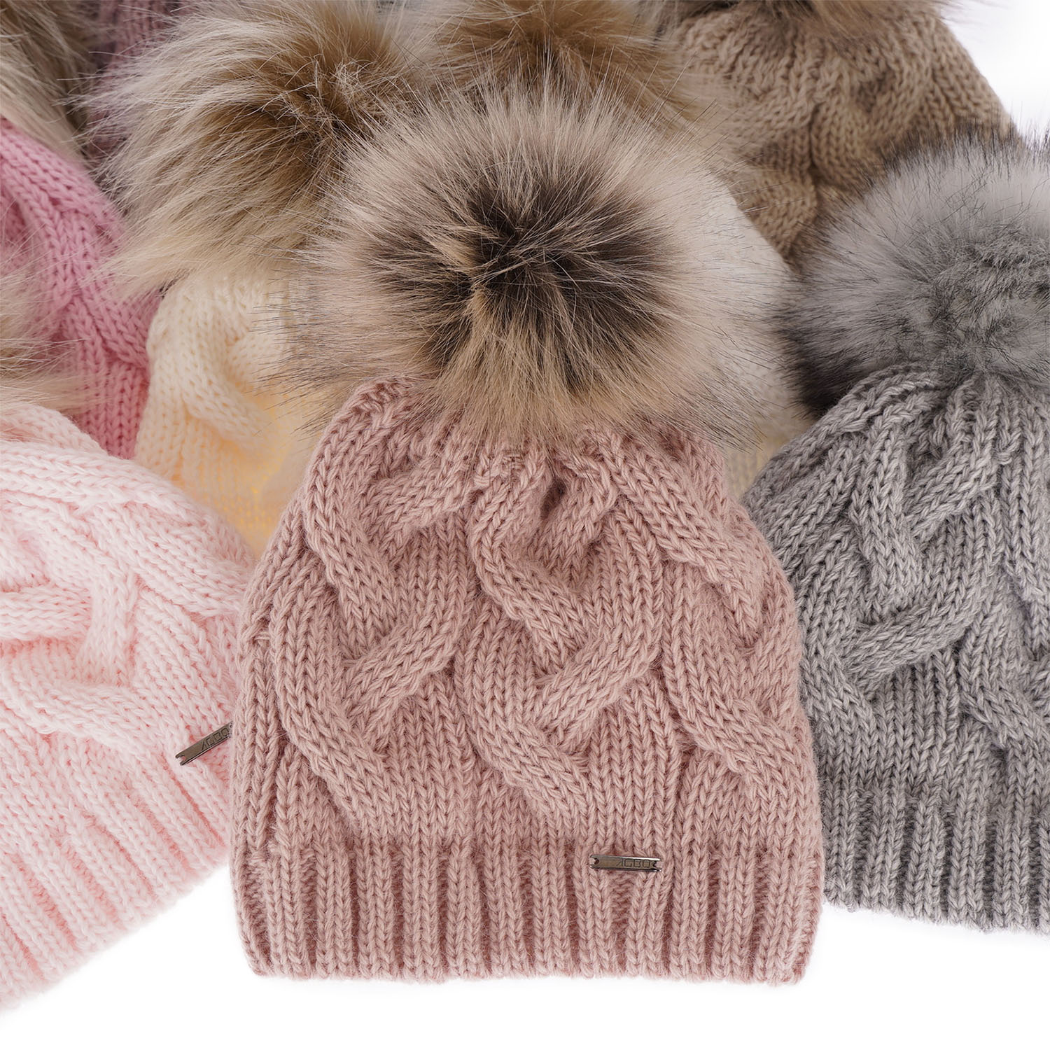 Berretto invernale donna, wrzosowy, con pompon, Terri