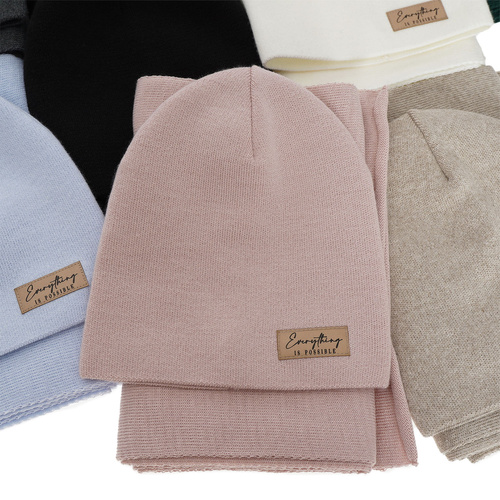 Set autunno/primavera donna: berretto e sciarpa, grigio, Zula