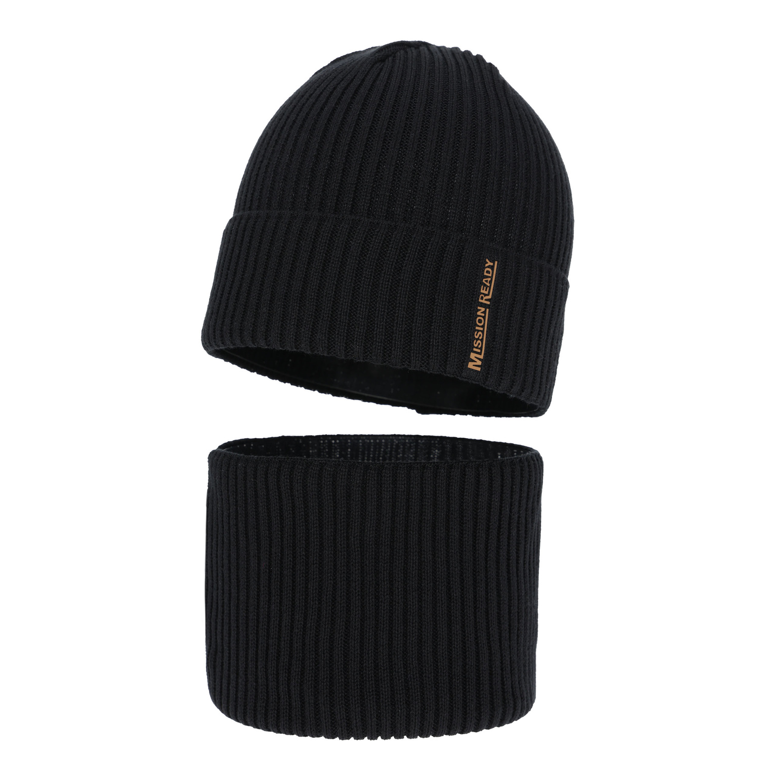 Set cappello e scaldacollo bambino autunno, primavera, con cotone, nero, Norwin