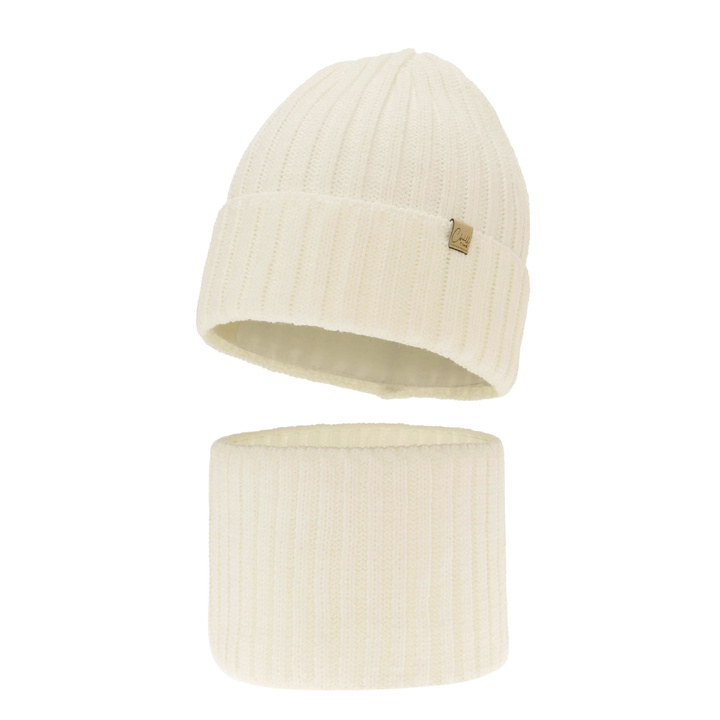 Set invernale bambina: berretto e scaldacollo, crema, Mitti