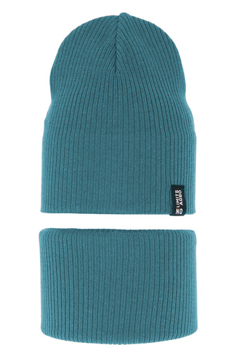 Set autunno/primavera bambino: berretto e scaldacollo, con cotone, blu, Tunis