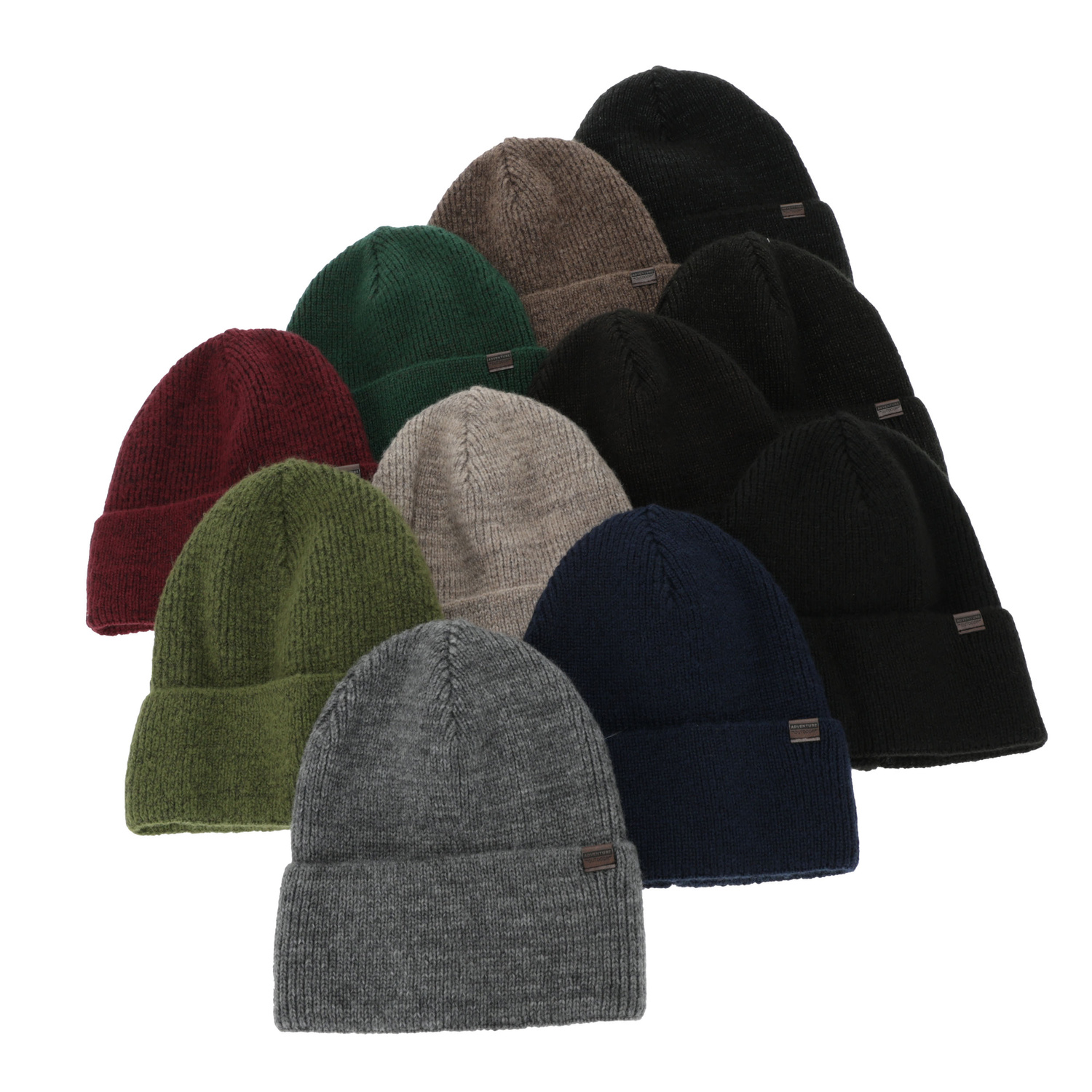 Berretto invernale uomo, nero-verde, con lana merino, Korins