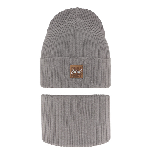 Set autunno/primavera bambino: berretto e scaldacollo, con cotone, grigio chiaro, Fenix