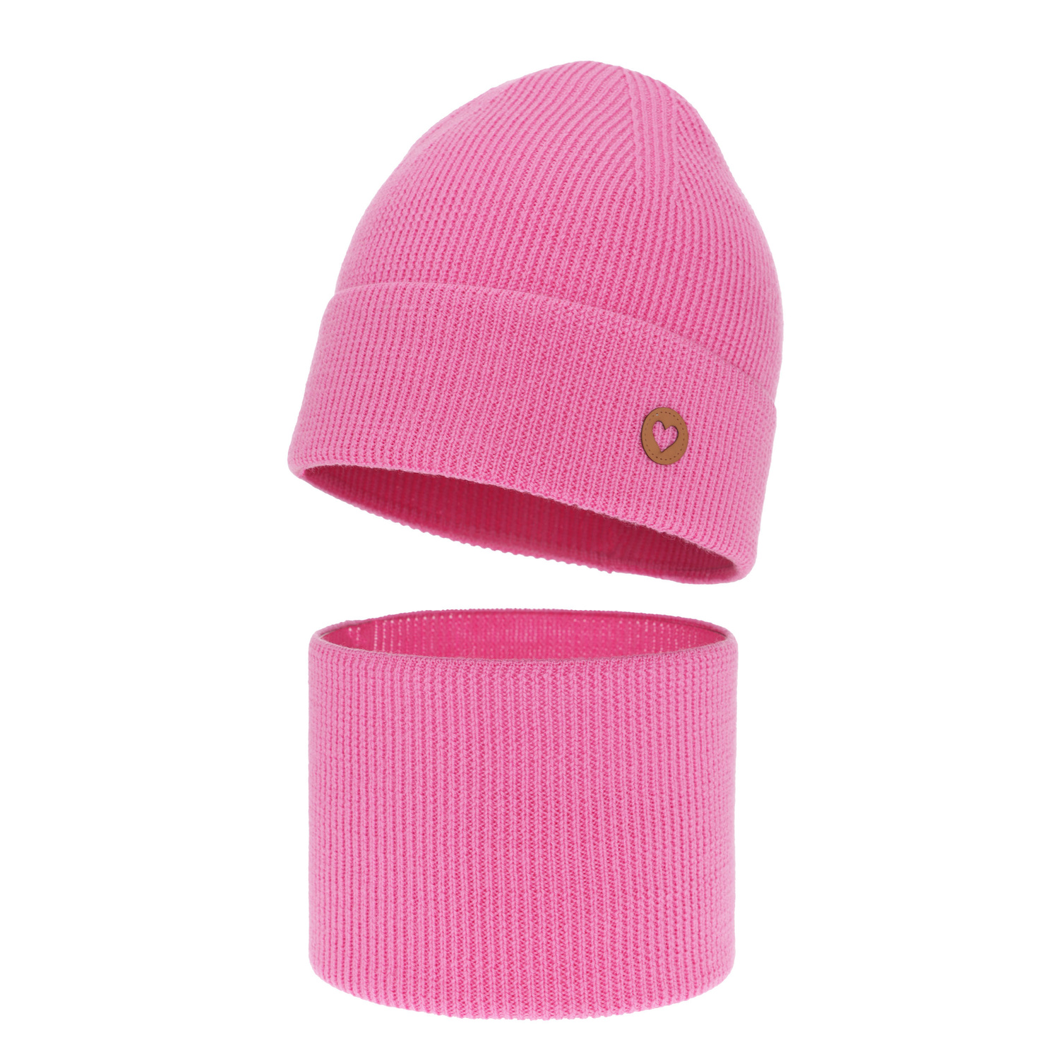Set autunno/primavera bambina: berretto e scaldacollo, rosa, 100% Lana Merino, Brook