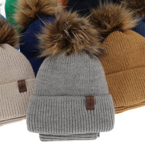 Set invernale bambino: berretto e scaldacollo, arancione, con pompon, Modus