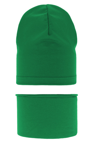 Set autunno/primavera bambino: berretto e scaldacollo, verde, cotone, Hazel