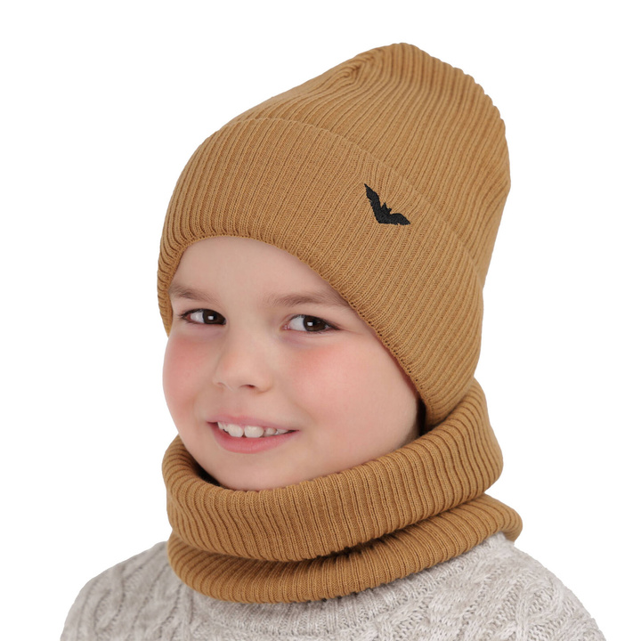 Set invernale bambino: berretto e scaldacollo, camel, Romeo