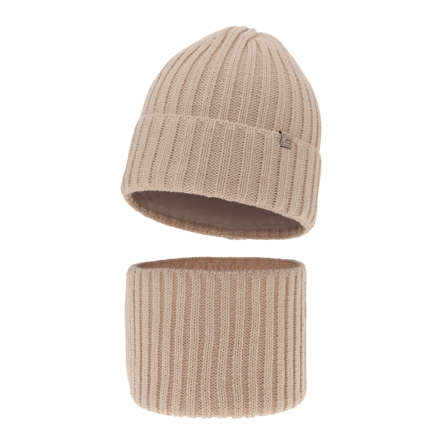 Set invernale bambina: berretto e scaldacollo, beige, Mitti
