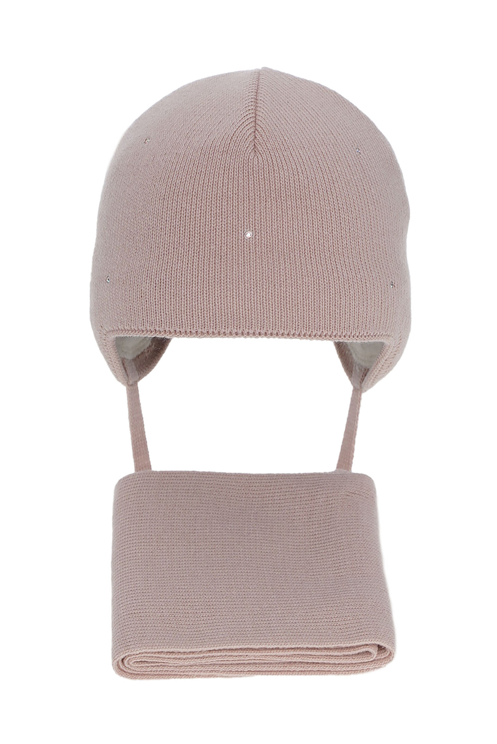 Set invernale bambina: berretto e sciarpa, rosa, con lacci, Moli