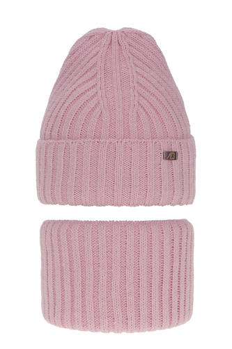 Set invernale bambina: berretto e scaldacollo, rosa, Valentine