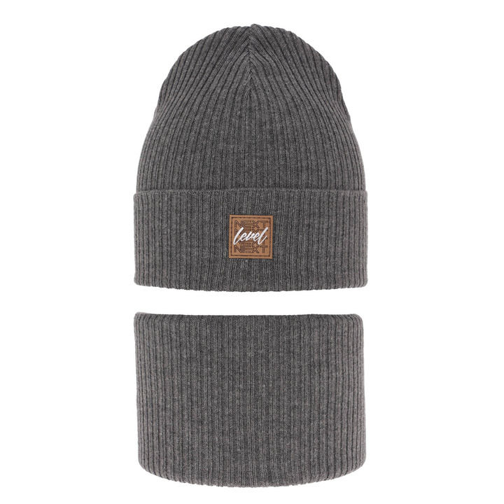 Set autunno/primavera bambino: berretto e scaldacollo, con cotone, grigio, Fenix