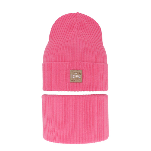 Set autunno/primavera bambina: berretto e scaldacollo, con cotone, rosa, Furora