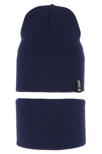 Set autunno/primavera bambino: berretto e scaldacollo, con cotone, blu, Tunis