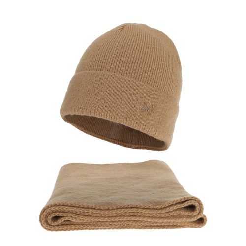 Set invernale donna: berretto e sciarpa, cammello, Rava