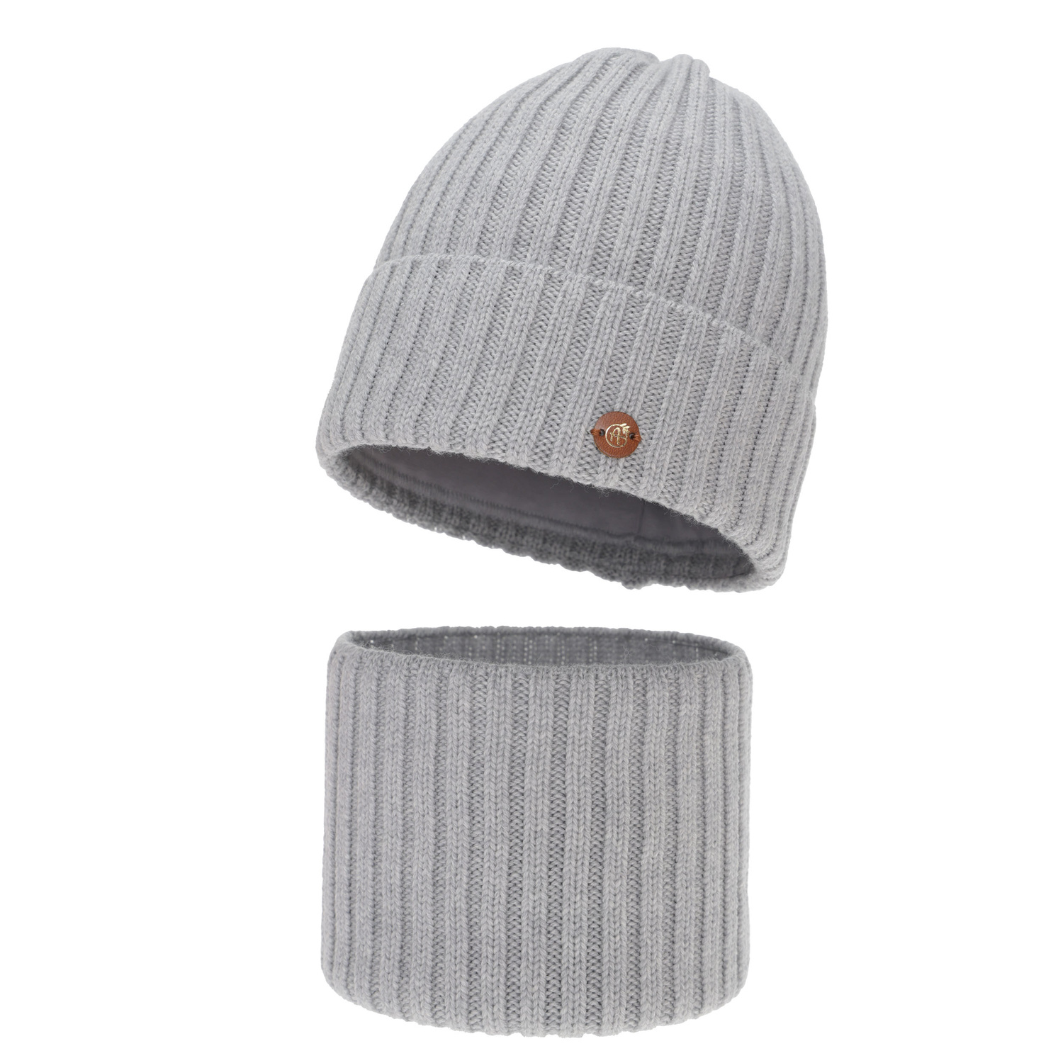 Set invernale bambina: berretto e scaldacollo, beige, 100% Lana Merino, foderato in cotone, Vanira