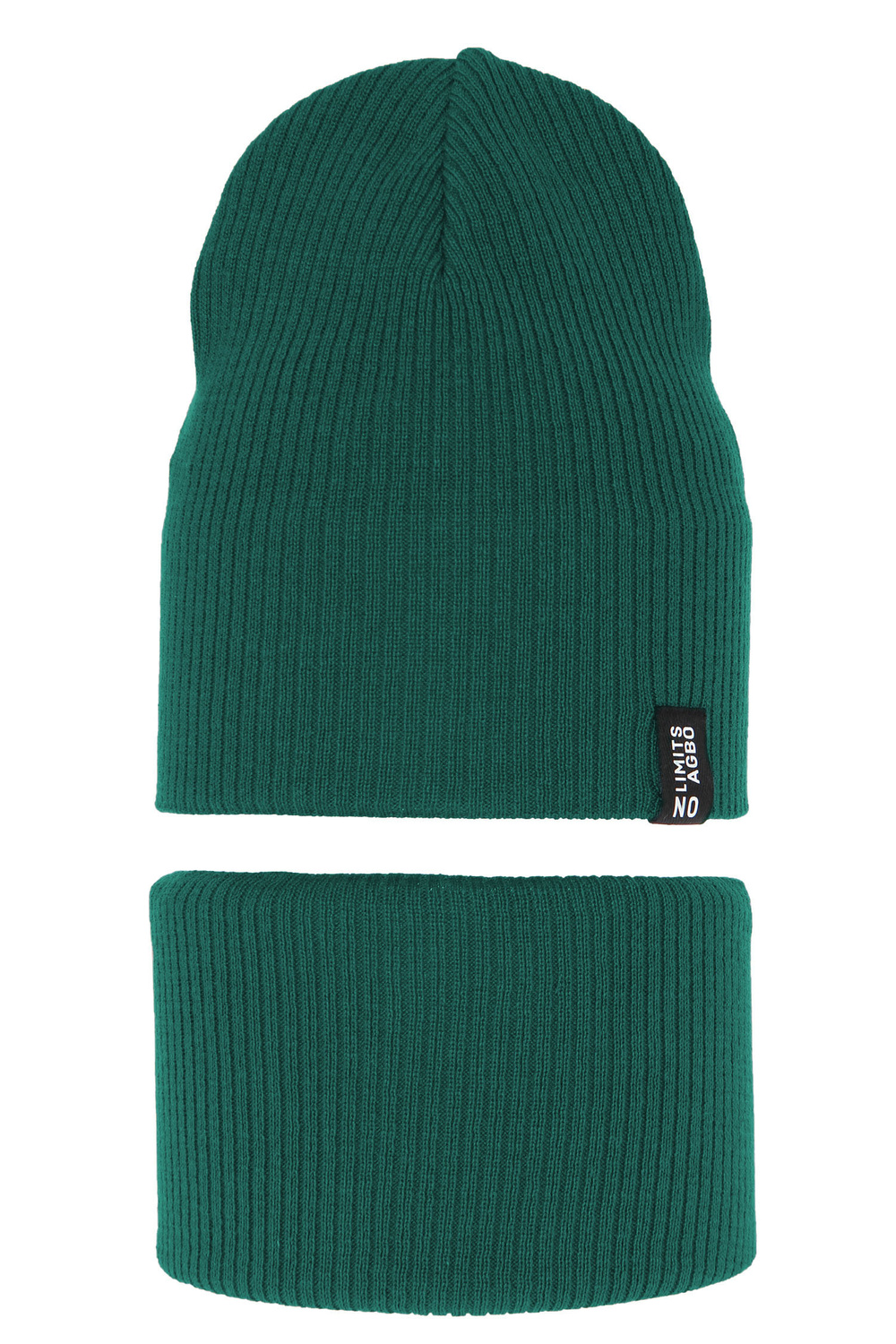 Set autunno/primavera bambino: berretto e scaldacollo, con cotone, verde smeraldo, Tunis