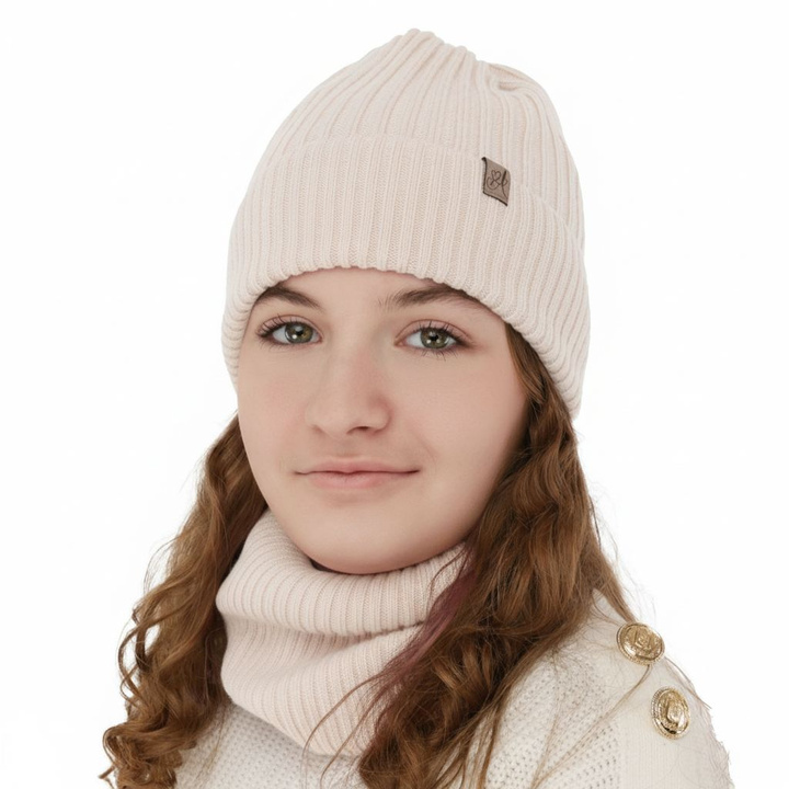 Set invernale bambina: berretto e scaldacollo, rosa chiaro, 100% Lana Merino, Patricia