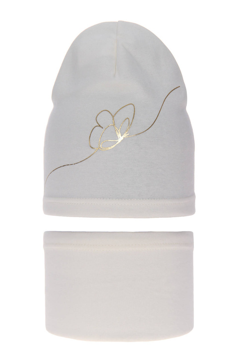 Set autunno/primavera bambina: berretto e scaldacollo, crema, in cotone, Jula