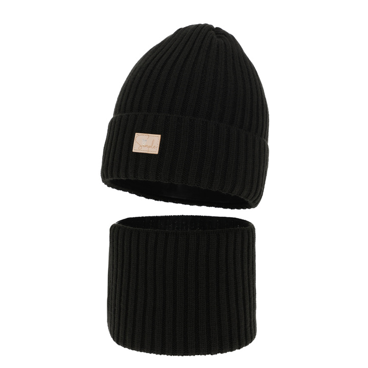 Set invernale bambina: berretto e scaldacollo, nero, Tampa
