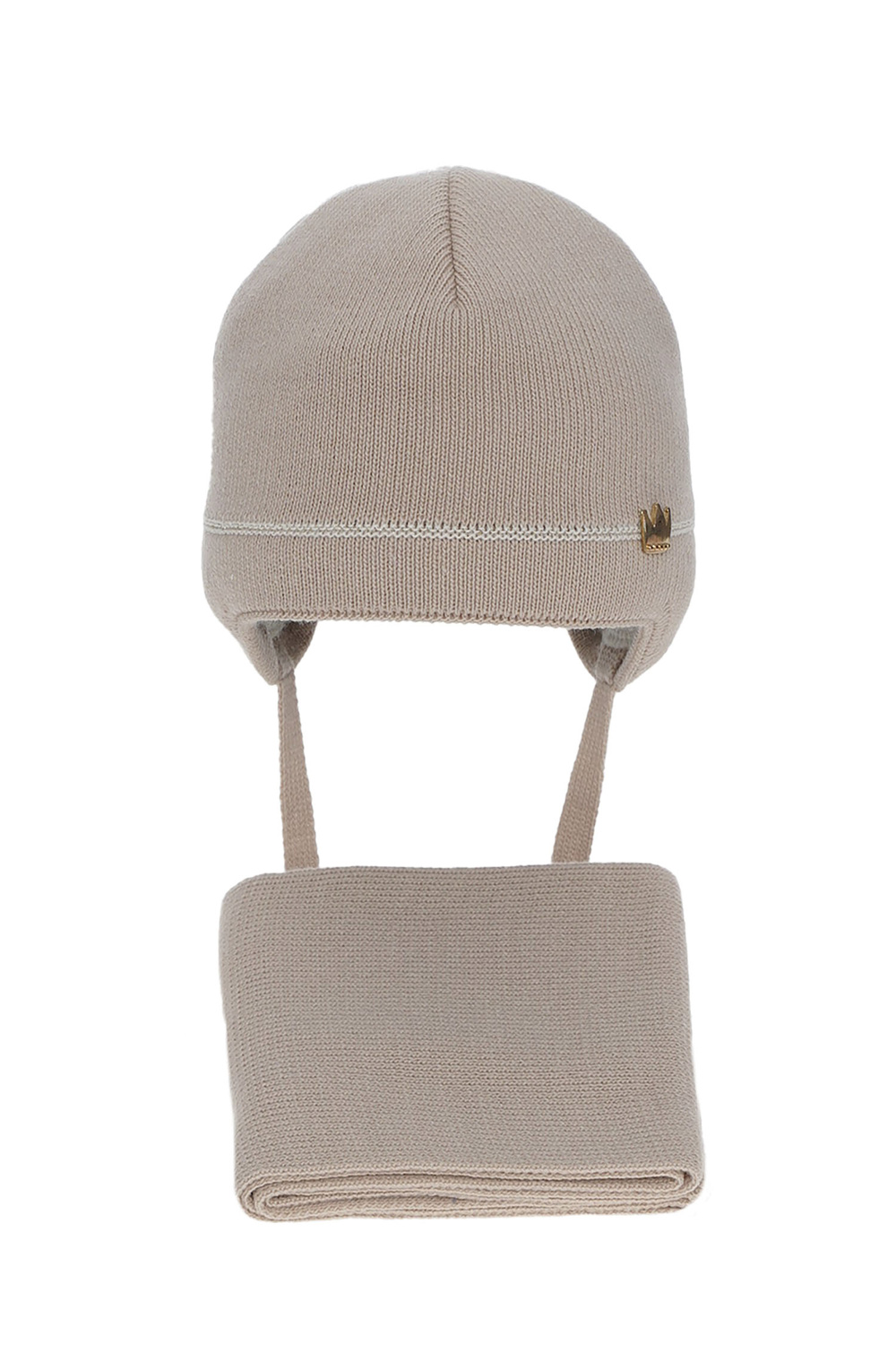 Set invernale bambina: berretto e sciarpa, beige, con lacci, Elina