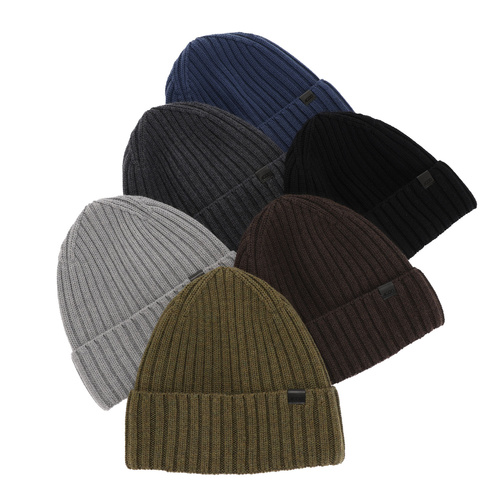 Berretto invernale uomo, blu, 100% Lana Merino, Nathan