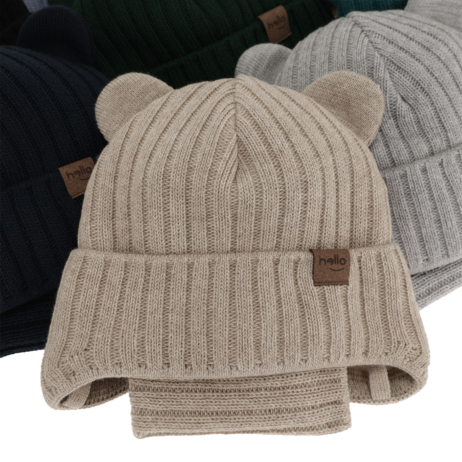 Set invernale bambino: berretto e scaldacollo, blu scuro, con lacci, Ferven