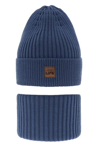 Set invernale bambino: berretto e scaldacollo, blu, Basilio