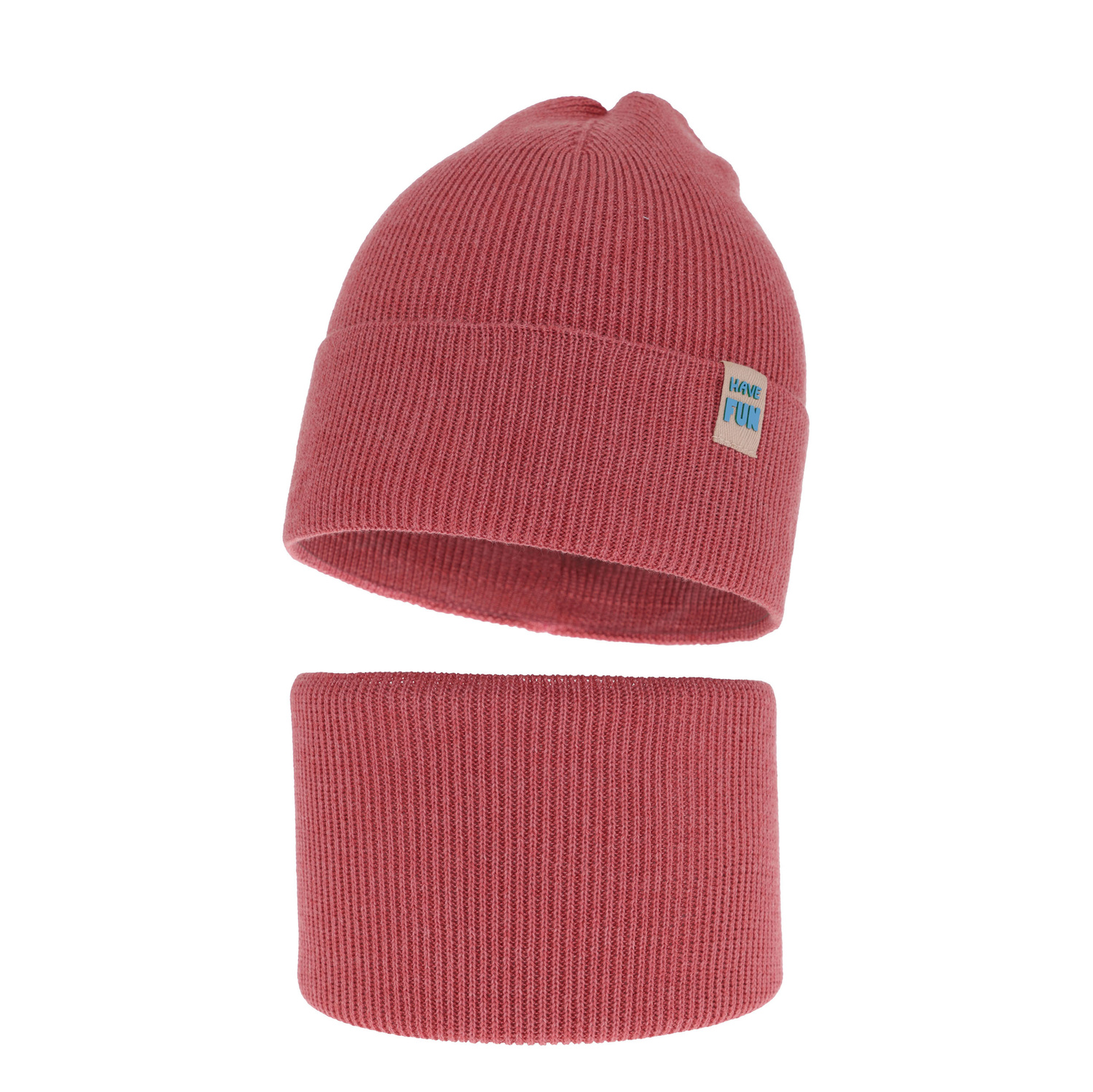 Set autunno/primavera bambino: berretto e scaldacollo, con cotone, corallo, Ottavio