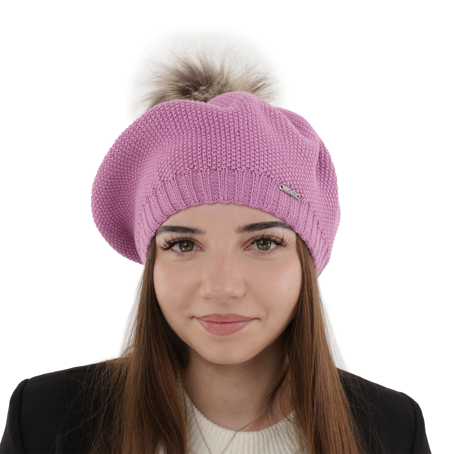Berretto invernale donna, viola, 100% Lana Merino, Bonnie