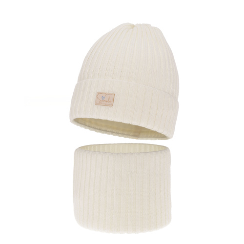 Set invernale bambina: berretto e scaldacollo, crema, Tampa