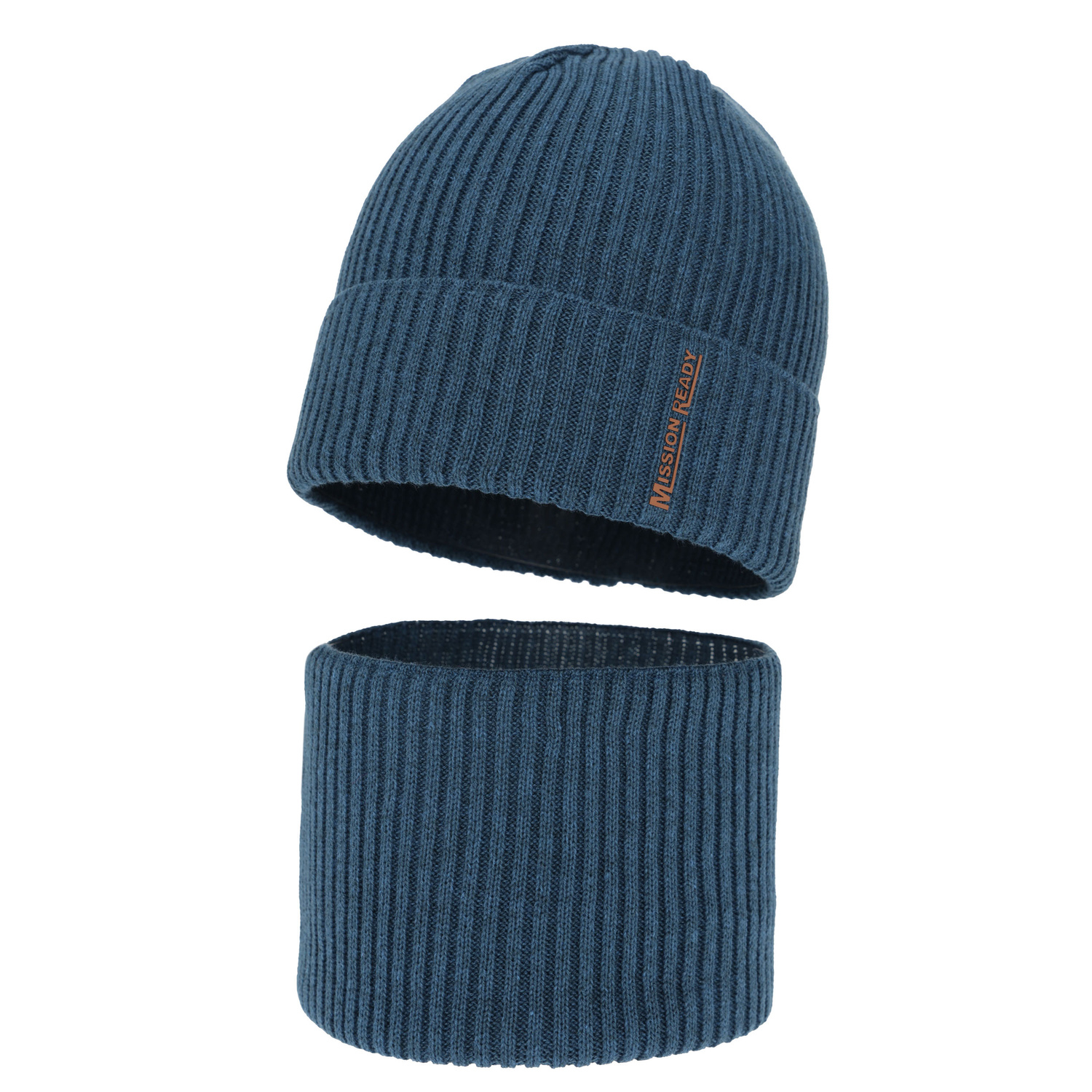 Set cappello e scaldacollo bambino autunno, primavera, con cotone, blu, Norwin