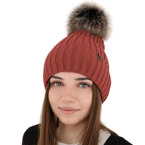 Berretto invernale donna, grigio, 100% Lana Merino, Texa