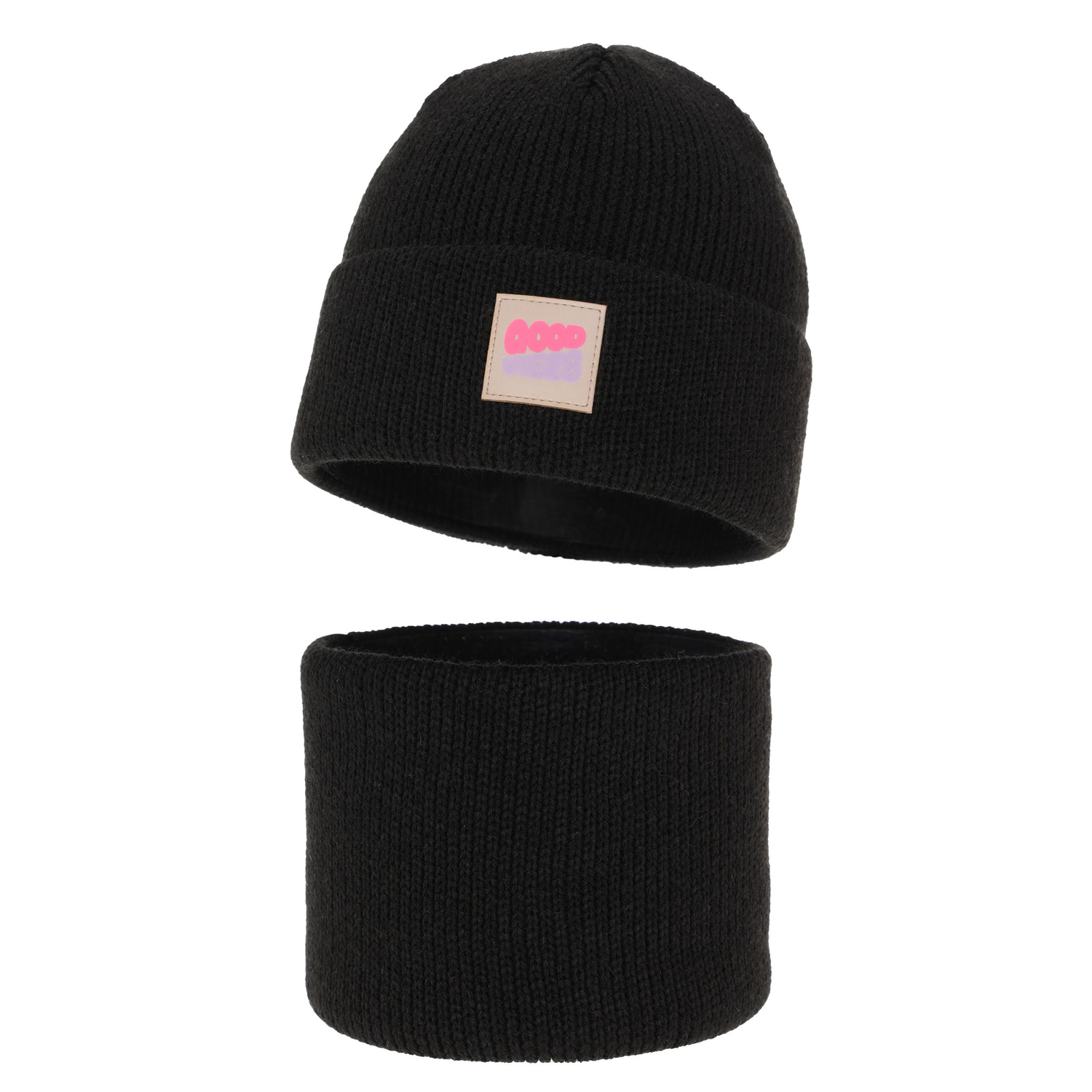 Set invernale bambina: berretto e scaldacollo, nero, Josephin