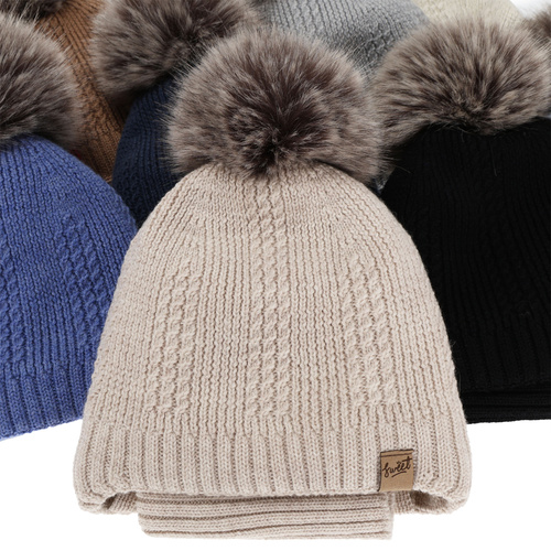 Set cappello e scaldacollo bambino, invernale, crema, 100% lana merino, foderato pile di lana, con lacci Danny