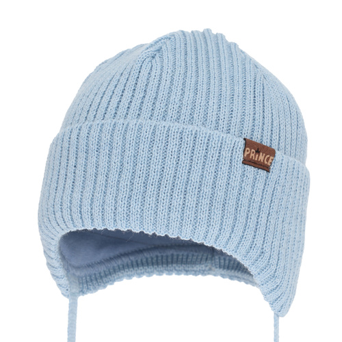 Berretto invernale bambino, con lacci, con lana merino, azzurro, Puser