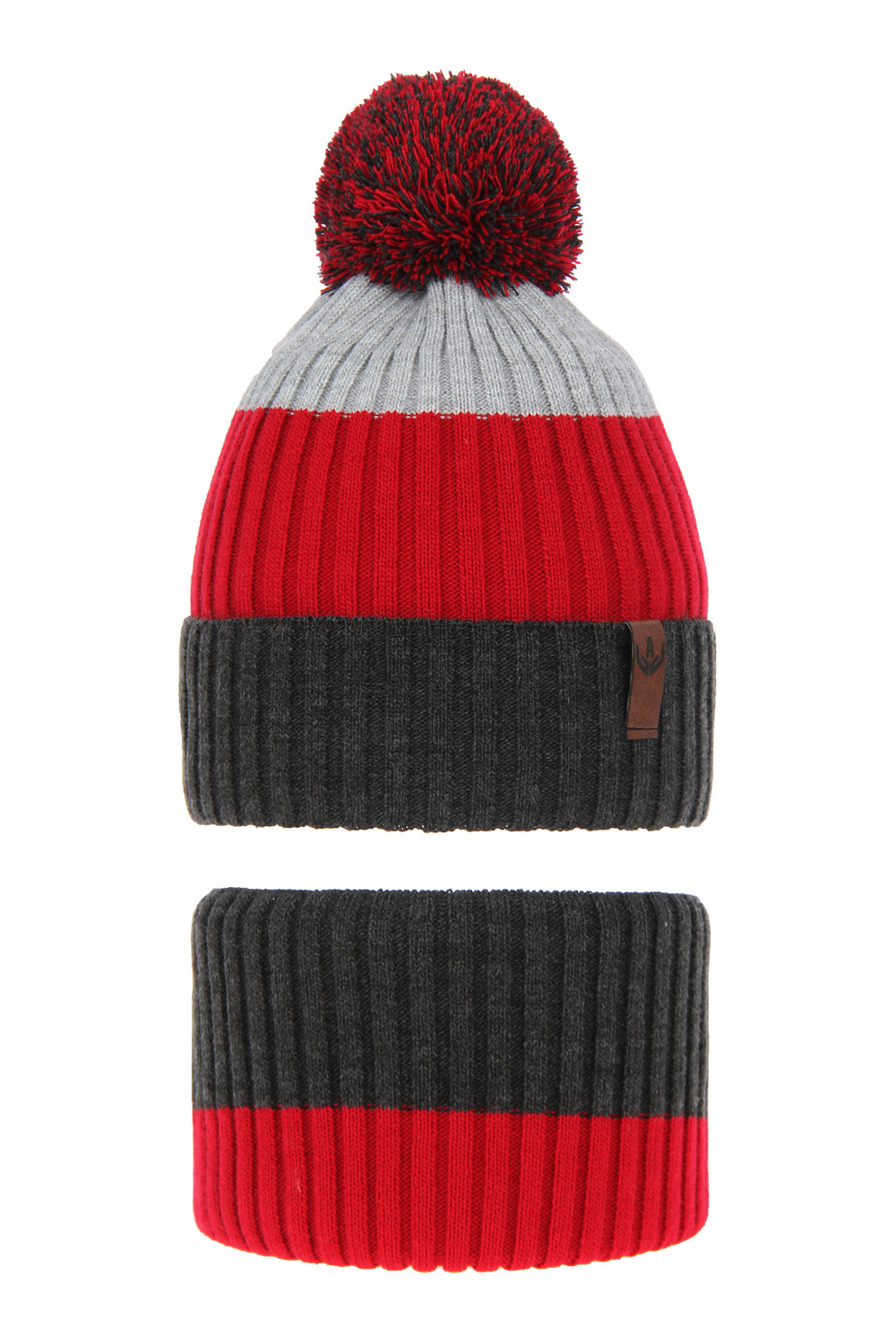 Set invernale bambino: berretto e scaldacollo, grigio, Karson