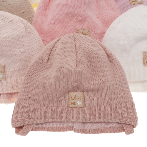 Berretto autunno/primavera bambina, crema, con lacci, Celine