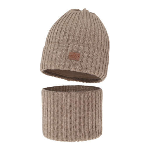 Set invernale bambino: berretto e scaldacollo, beige, Fargo