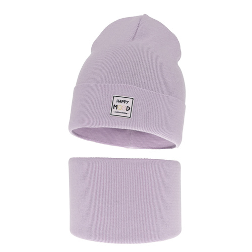 Set autunno/primavera bambina: berretto e scaldacollo, con cotone, viola, Mersila