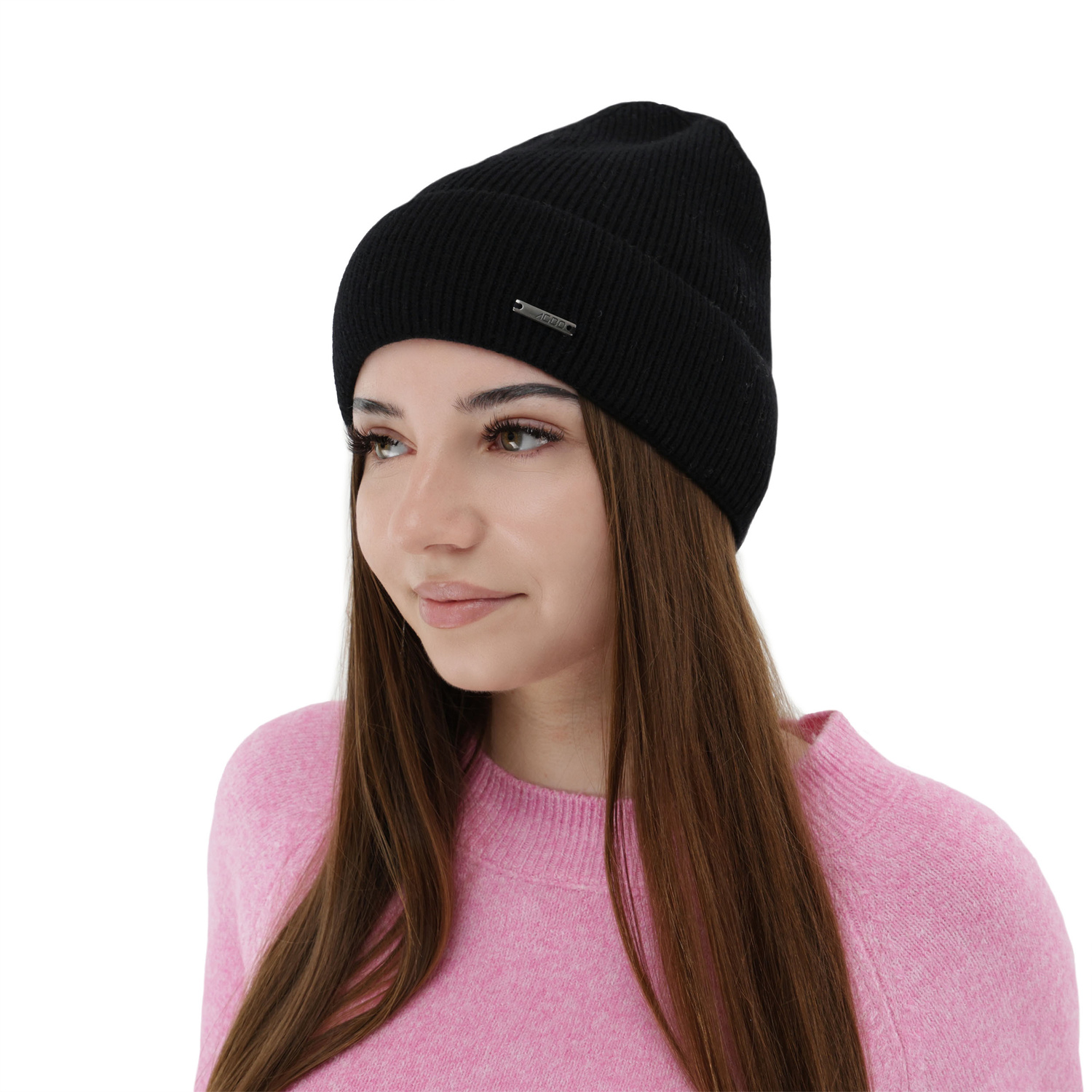 Berretto autunno/inverno donna, rosa chiaro, con lana merino e cashmere, Sindra