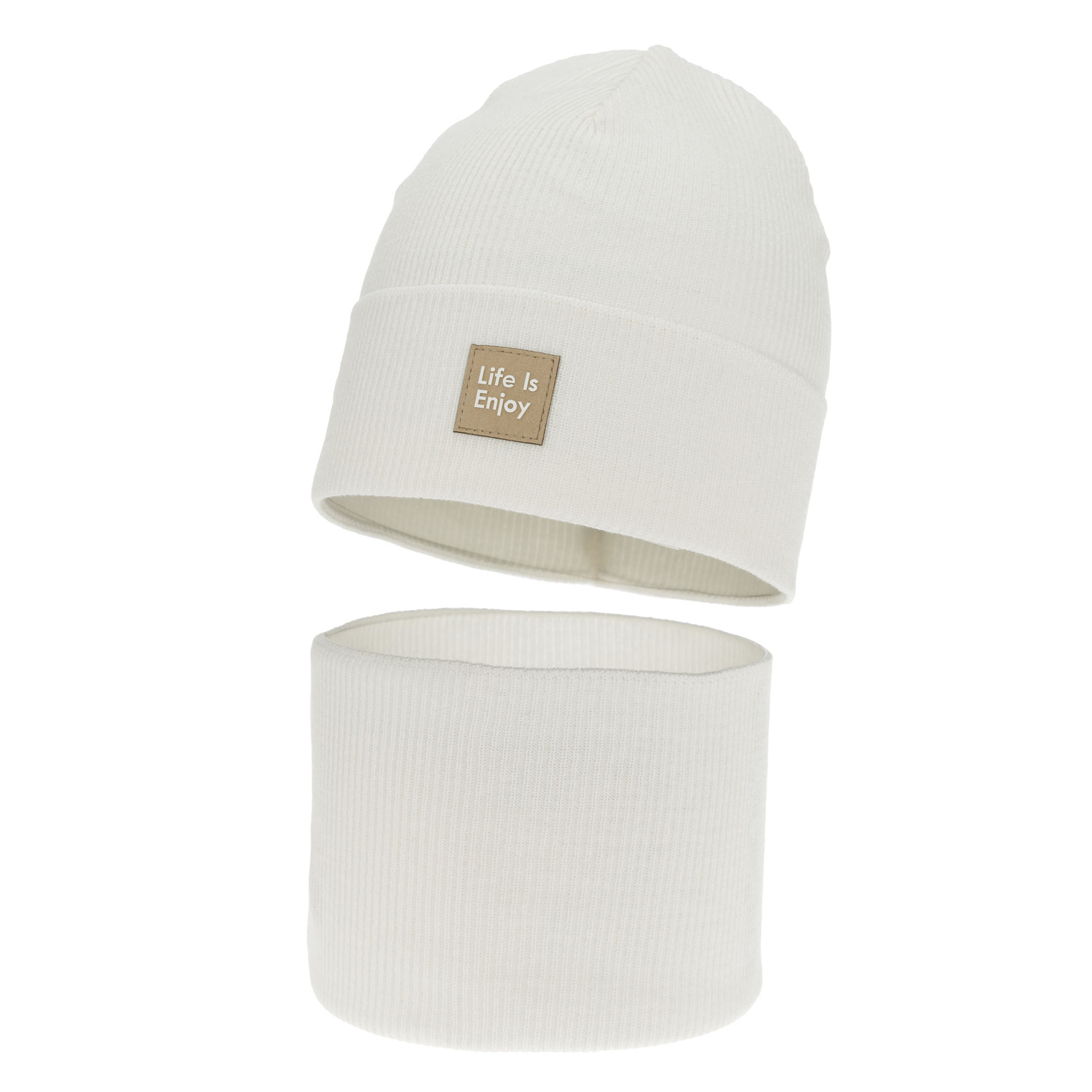 Set autunno/primavera bambina: berretto e scaldacollo, con cotone, cremosa, Zola