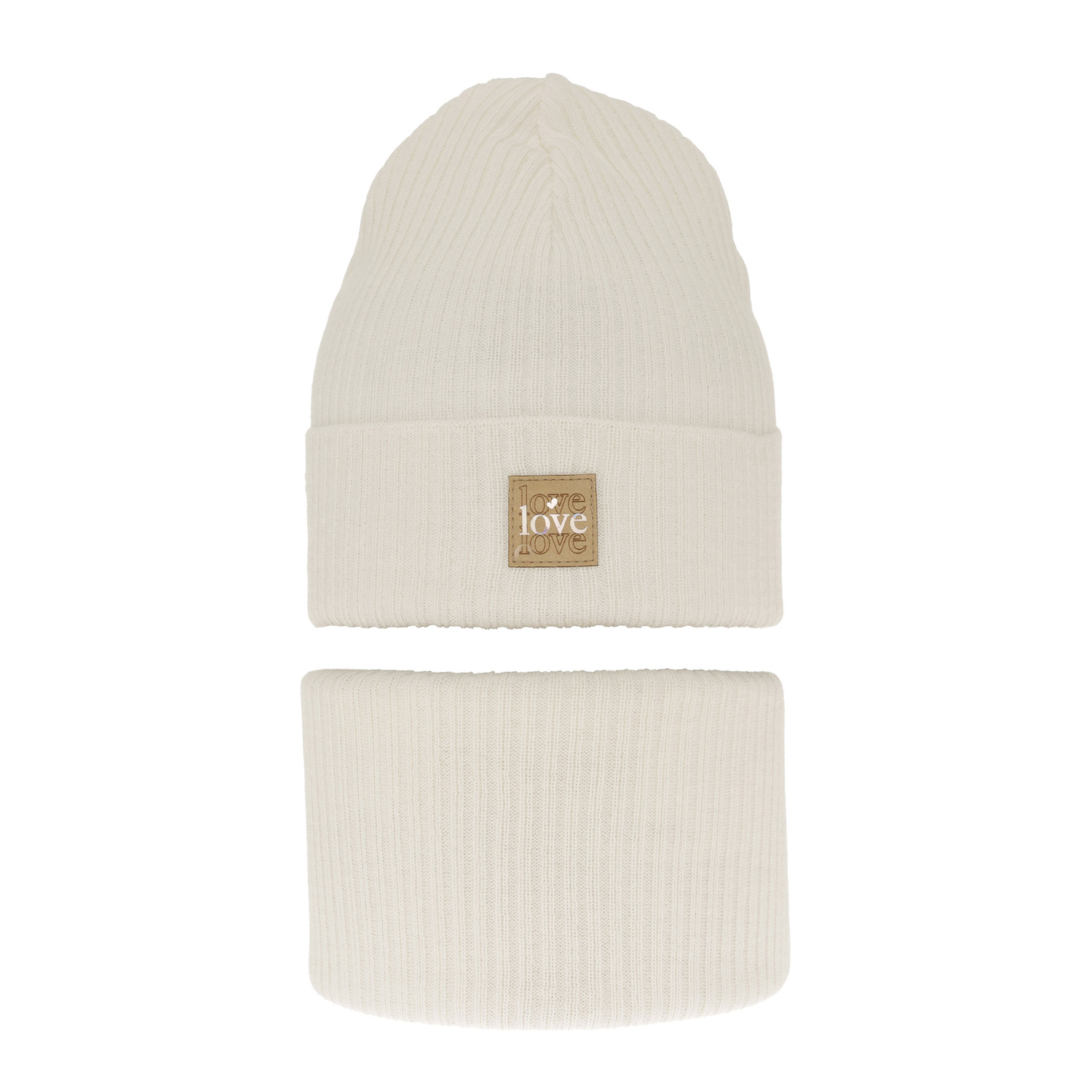 Set autunno/primavera bambina: berretto e scaldacollo, con cotone, crema, Furora