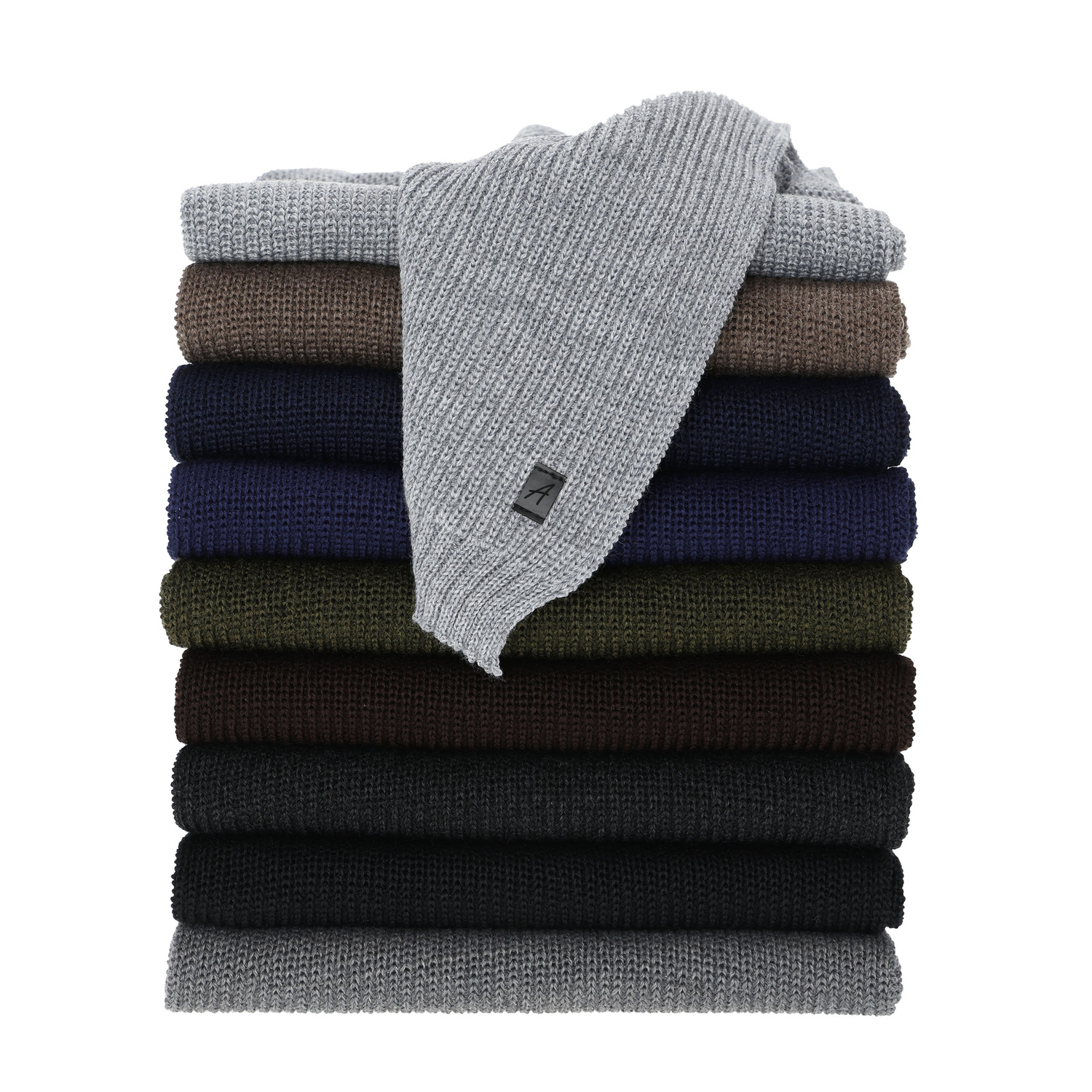 Sciarpa invernale uomo, khaki, con lana merino Algor