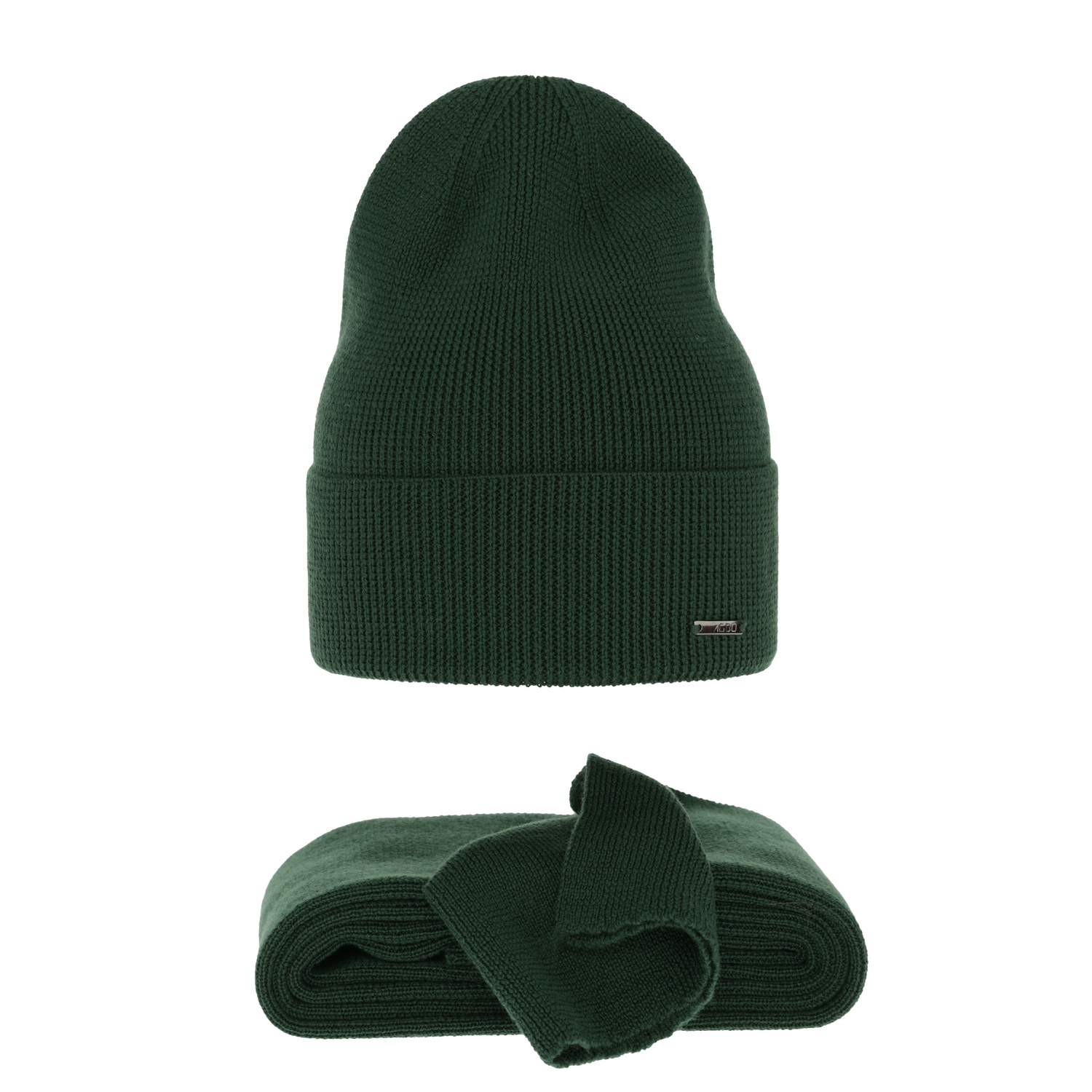 Set invernale donna: berretto e sciarpa, verde, 100% Lana Merino, Melpomena