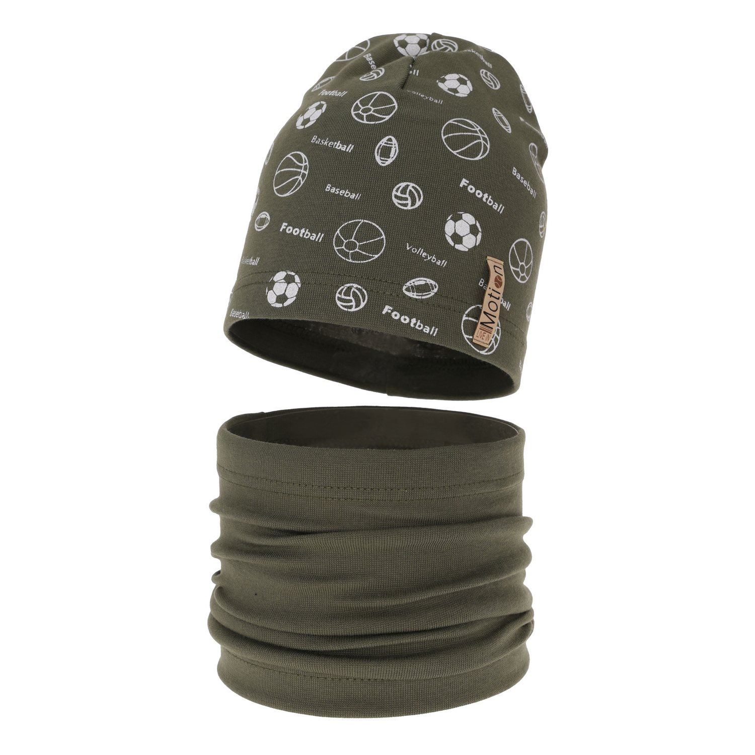 Set autunno/primavera bambino: berretto e scaldacollo, khaki, cotone, Paolo